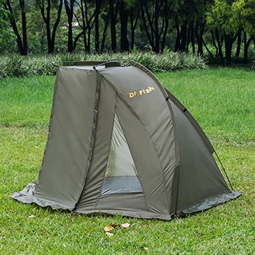 Dr.Fish Carp Fishing Tent Bivvy Quick Erect Lightweight Waterproof Day Shelter with Sides Include Ground Sheet Carry Bag for Spring Summer Autumn Fishing Trip - Image 4