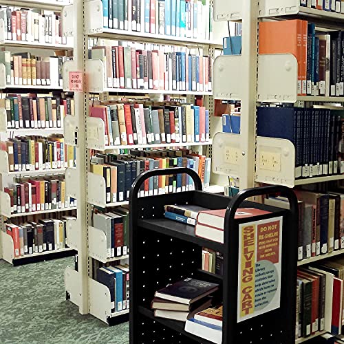 H&A Library Rolling Book Cart With 3 Flat Shelves, Book Truck With Swivel Lockable Casters For Home Shelves Office And School Book Truck In Black #TOP6