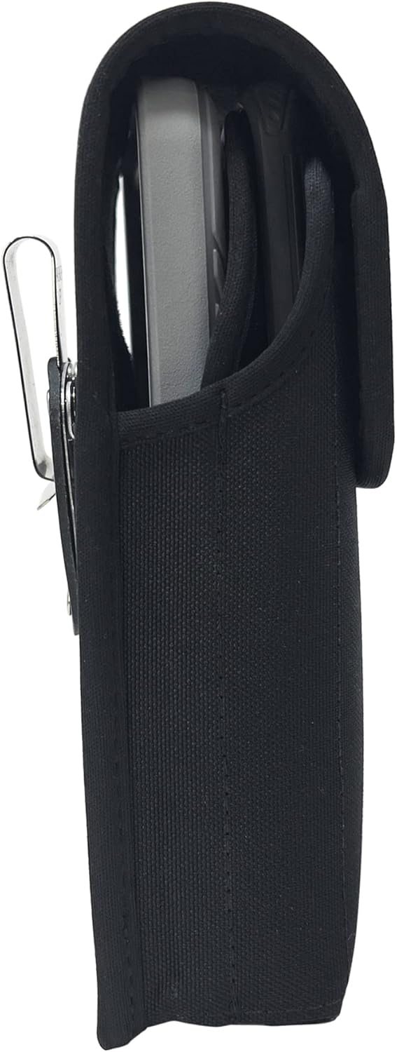 Turtleback 2 Phone Belt Holster Designed to fit Two iPhone 14 Pro Max 13 Pro Max or S25 S24 S23 Note 20 Ultra, Vertical Holster Black Nylon Pouch with Heavy Duty Rotating Belt Clip,