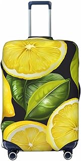 ZTPOWQA Funda protectora de equipaje lavable con estampado de limones amarillos, protector de equipaje, elástico, antiarañazos, Black, M