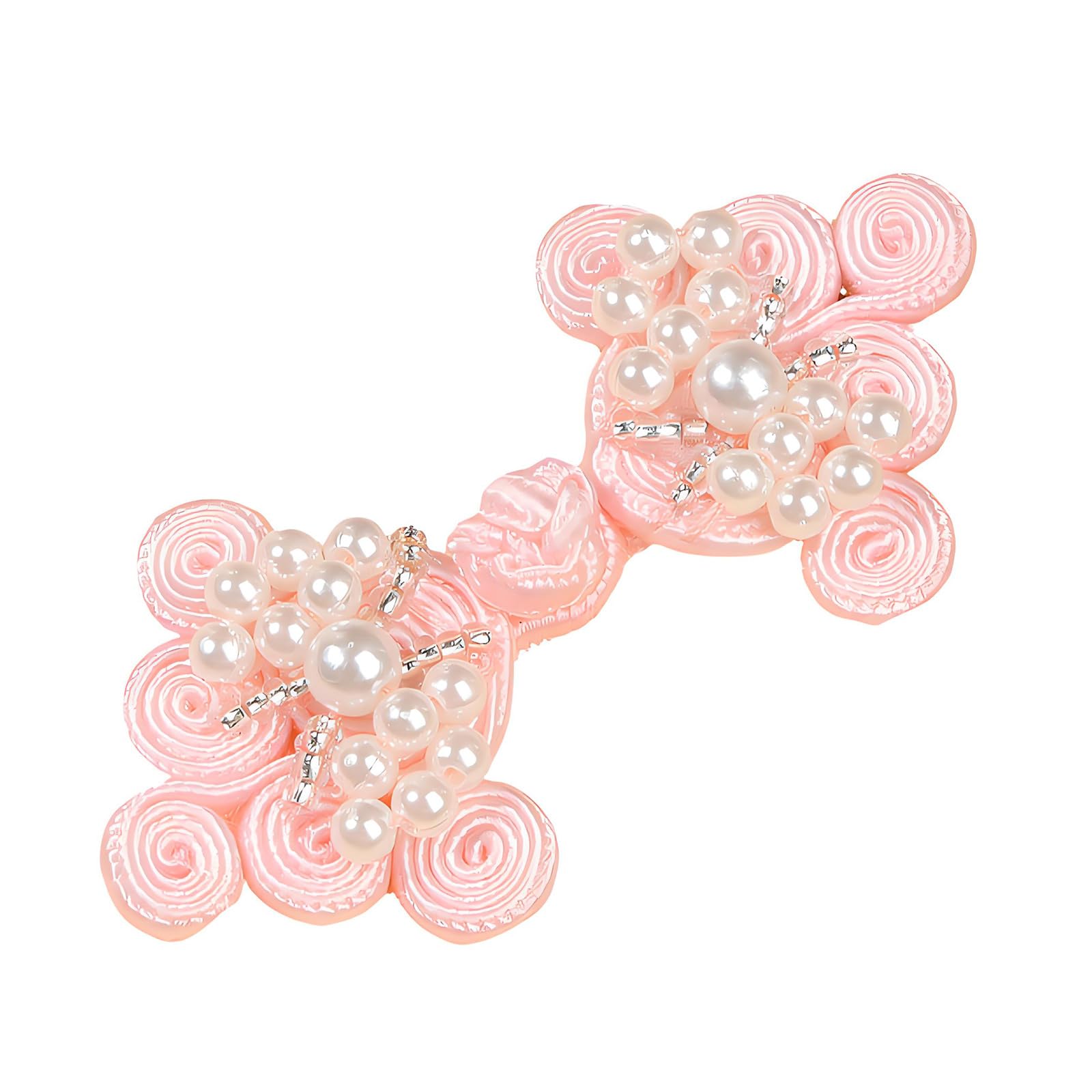 NMFLAB Delicate Satins Fabric Knot Button Decoration with Golden Pearls for Ethnic Garments Handcrafted Sateen Button