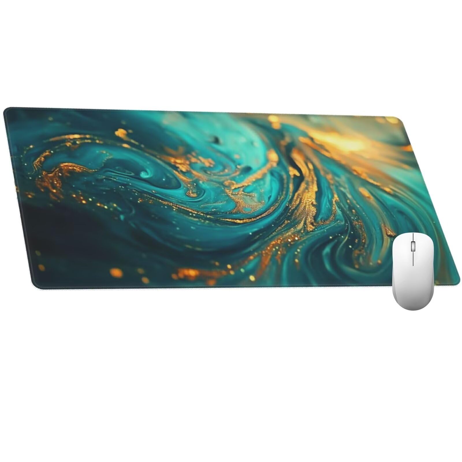 Alfombrilla Ratón Abstracto Alfombrilla Ratón XXL 1600 x 800 mm, Azul Mouse Pad Gaming con Bordes Cosidos, Impermeable Mousepad XXL Base de Goma Antideslizante Duradera, Mouse Pad para Oficina Q514