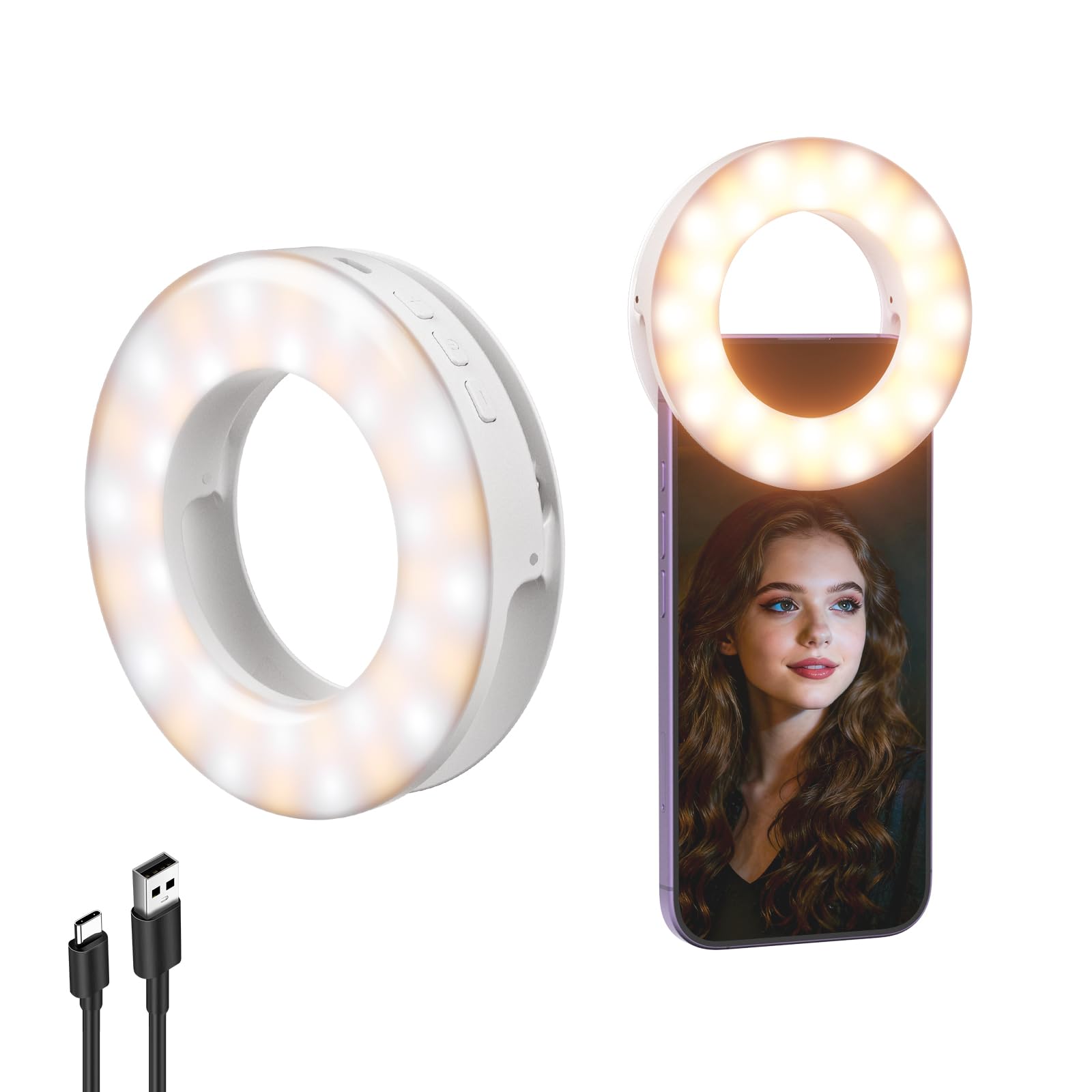 NEEWER ENTRY LEVEL VERSION LED Selfie Ring Light, Luce Telefono a Clip Illuminata da Bordo Bicolore 4,8W con Batteria 2000mAh CRI90+ per Fotocamera Laptop Computer Webcam Video Conferenza Trucco, N23 NEEWER ENTRY LEVEL VERSION LED Selfie Ring Light, Luce Telefono a Clip Illuminata da Bordo Bicolore 4,8W con Batteria 2000mAh CRI90+ per Fotocamera Laptop Computer Webcam Video Conferenza Trucco, N23