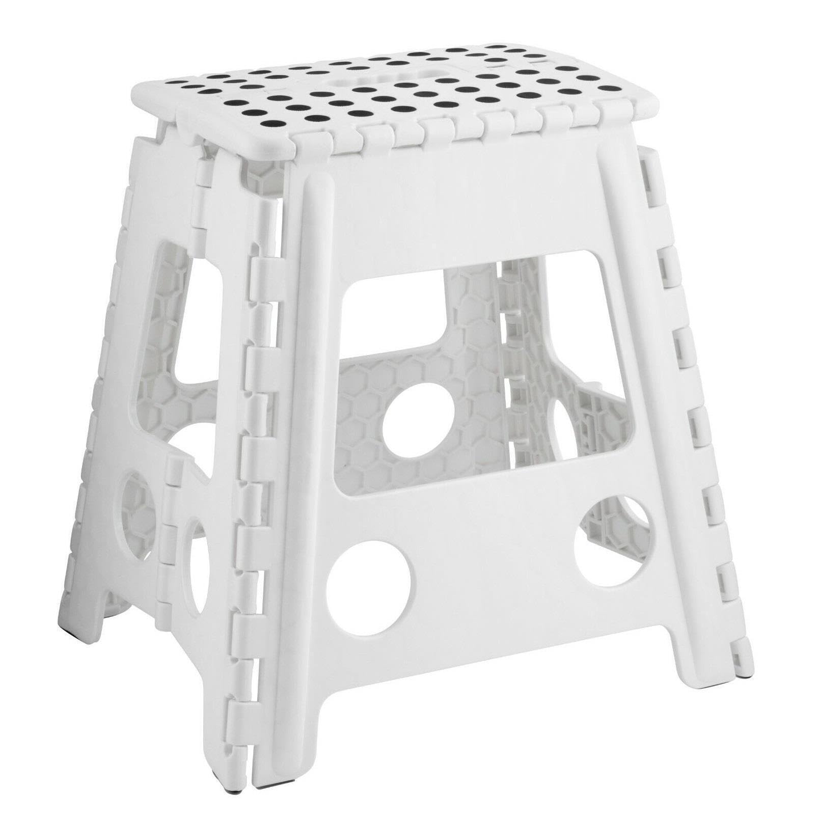 Mantraraj White Folding Step Stool Lightweight Foldable Step Stool For Adults And Kids Great For Kitchen, Bathroom And Bedroom Footstool Indoor And Outdoor Use (, Large)