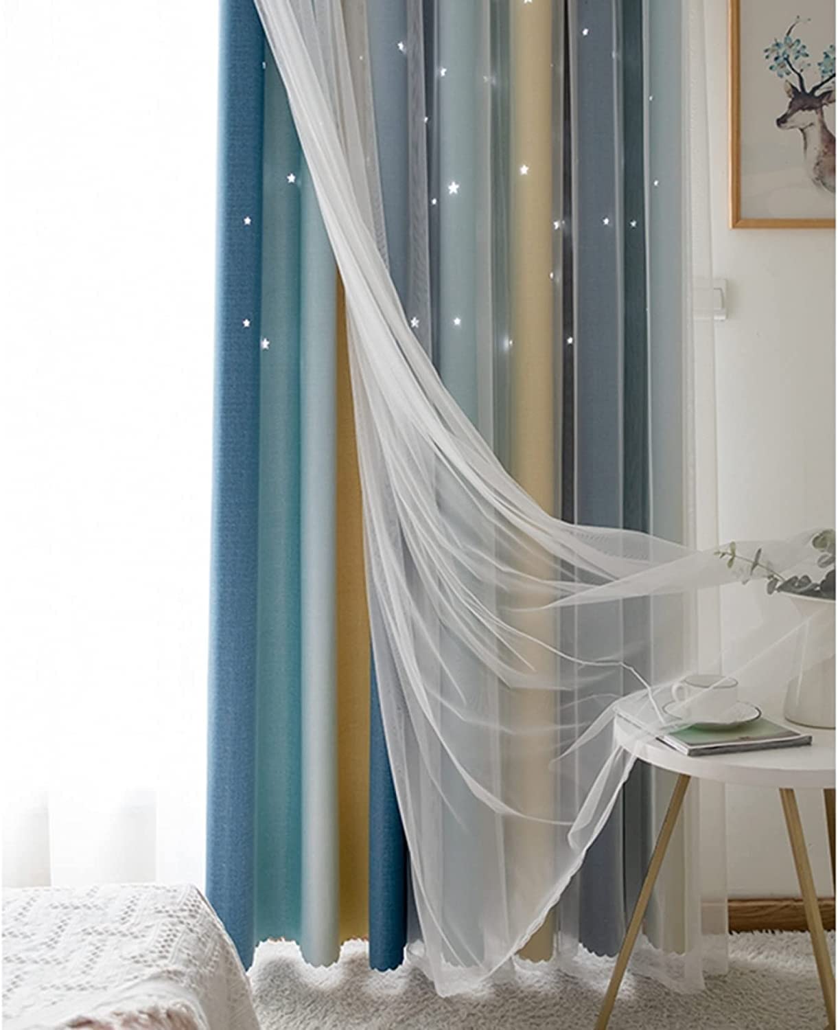 Amazon｜姫系カーテン 遮光 レースカーテン 一体型 おしゃれ レース 星