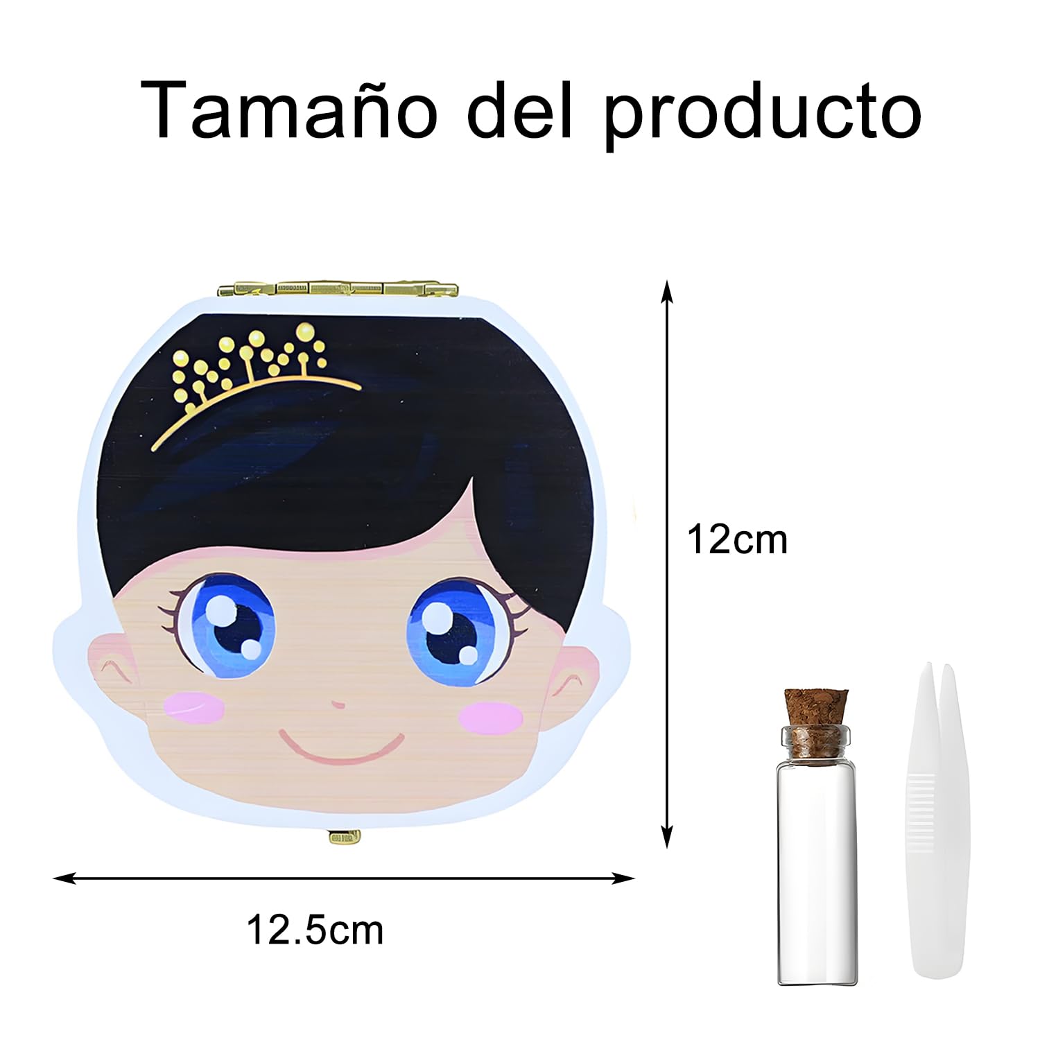 GeekerChip Caja Dientes de Leche Niña en Español,Cajita Madera Guardar Dientes,Caja de Dientes de Madera para Niños,Pinzas, Botecito,Regalo Niña 5 6 7 8 9 Años
