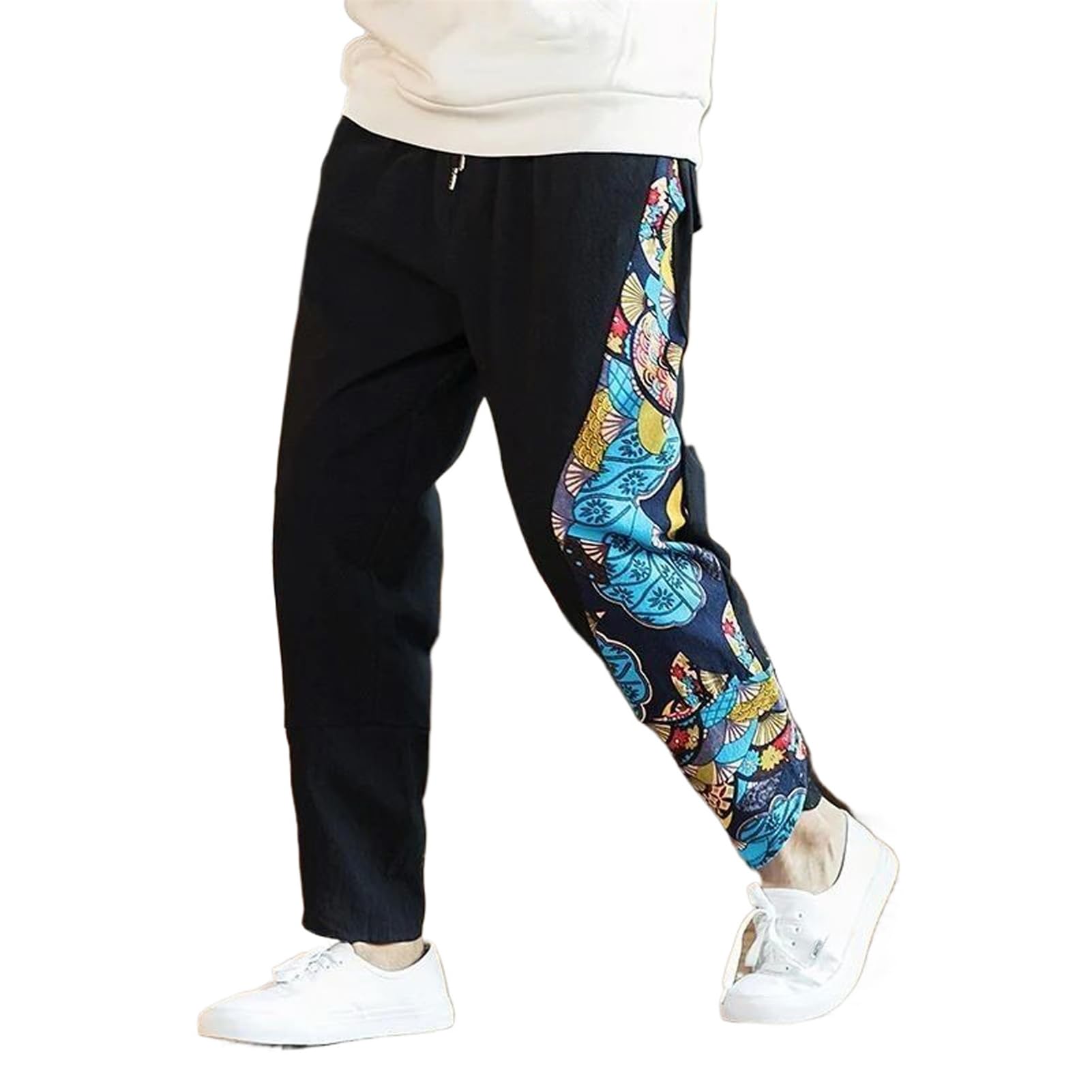 Chiński styl harem jogger spodnie do biegania japońskie Streetwear męskie spodnie bawełniane lniane męskie