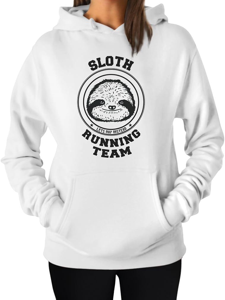Tstars Sloth Running Team Hoodie Novelty Gifts for Women Funny Sweatshirts Hoodies
