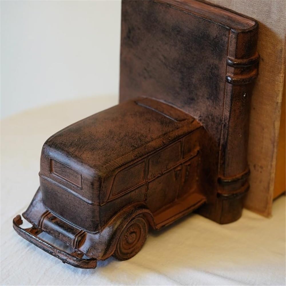 Bookend Support Rustic Style Book Ends Vintage Aged Resin Bookends Stopper for Shelves Books Home Office Decor Bookends