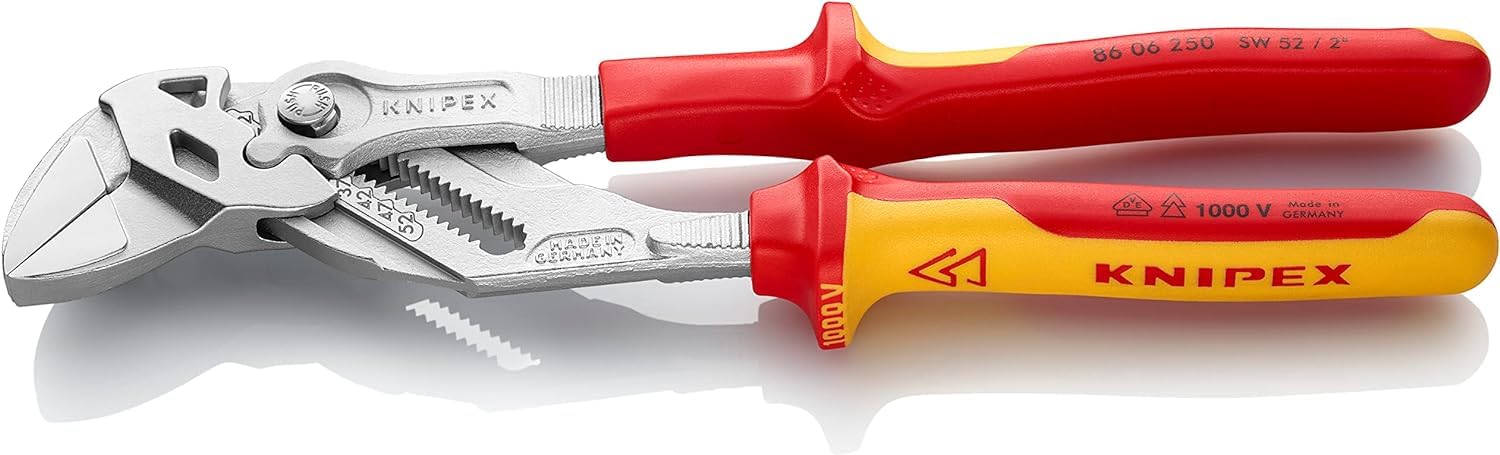 KNIPEXPliers Wrench pliers and a wrench in a single tool chrome-plated, insulated with multi-component grips, VDE-tested 250 mm 86 06 250