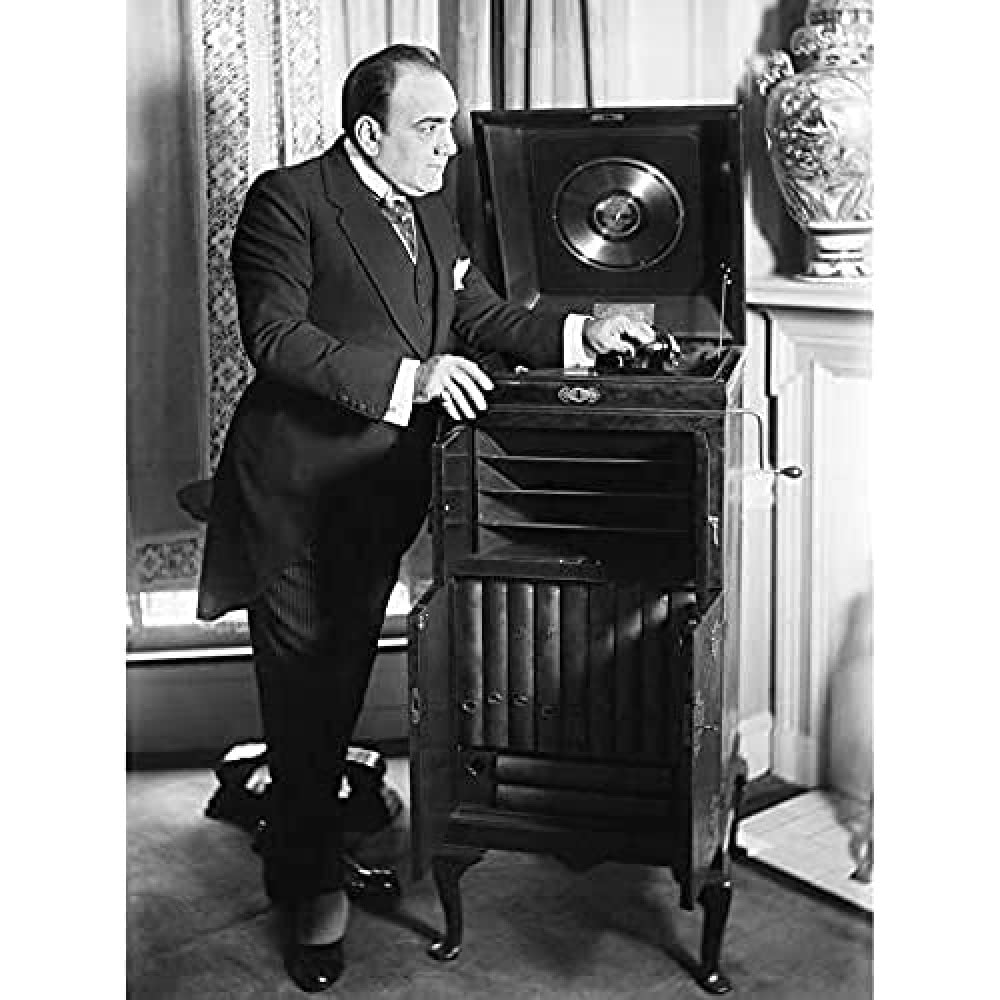 Bain Opera Singer Enrico Caruso Phonograph Photo Art Print Canvas Premium Wall Decor Poster Mural