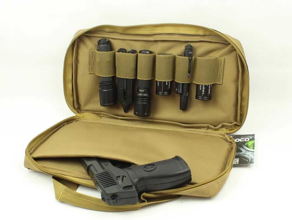 Unisex Adult Tactical Single Pistol Case Range Bag Handgun Bag 1000D Nylon (TAN)