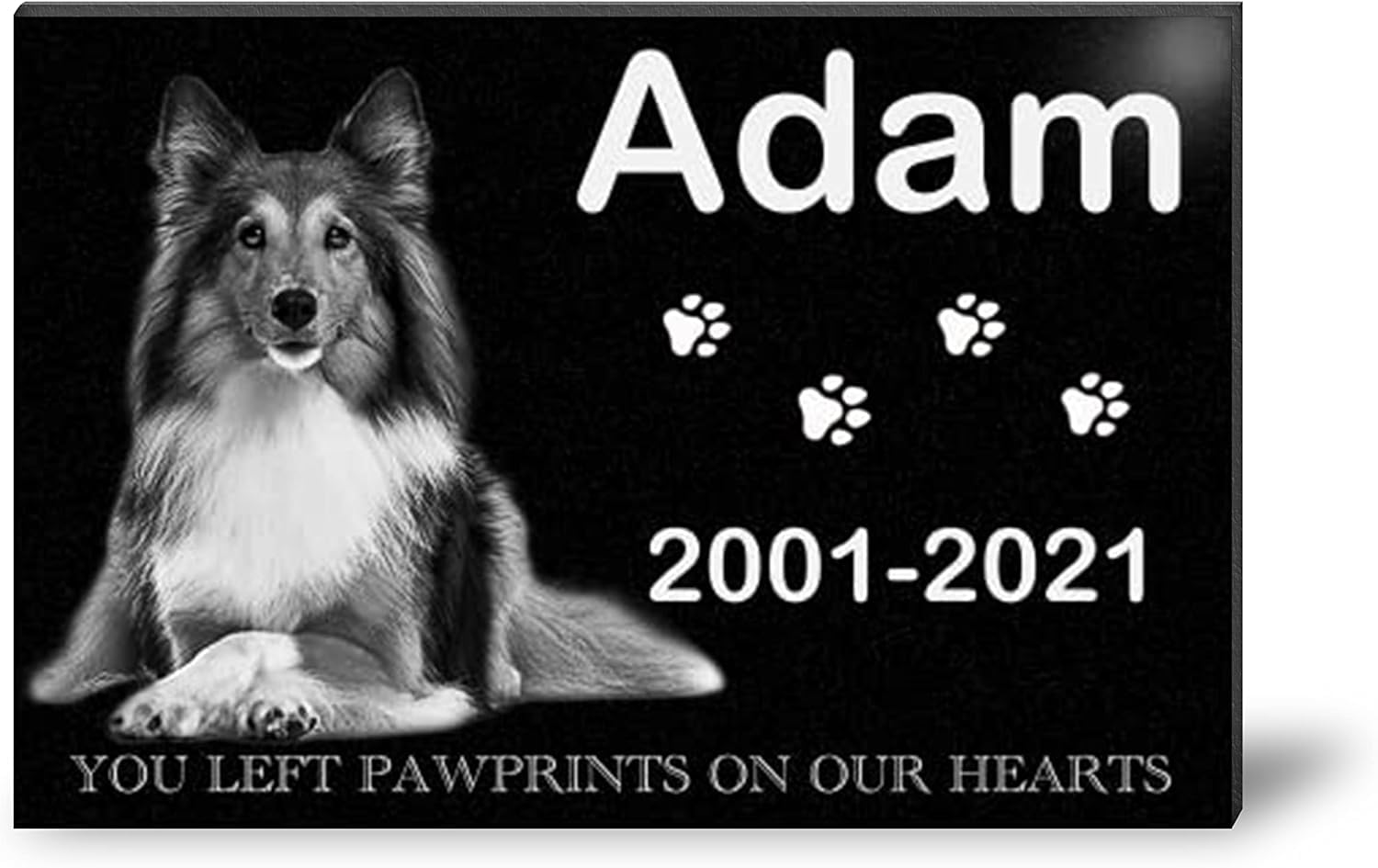 ADFSTONE 20x16 Personalized Granite Pet Memorial Stones for Dogs and Cats, Customized Dog Memorial Gifts with Picture, Pet Grave Markers with Photo, Always in Our Hearts Bereavement Gift Headstone…