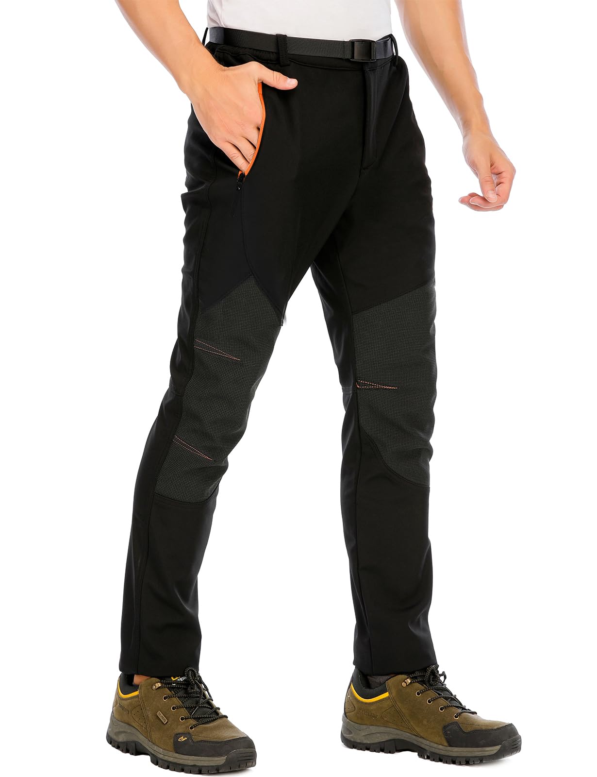 BenBoy Pantaloni Trekking Uomo Invernali Impermeabili Sci Softshell Termici Neve Caldo Montagna Escursionismo Outdoor Nero L