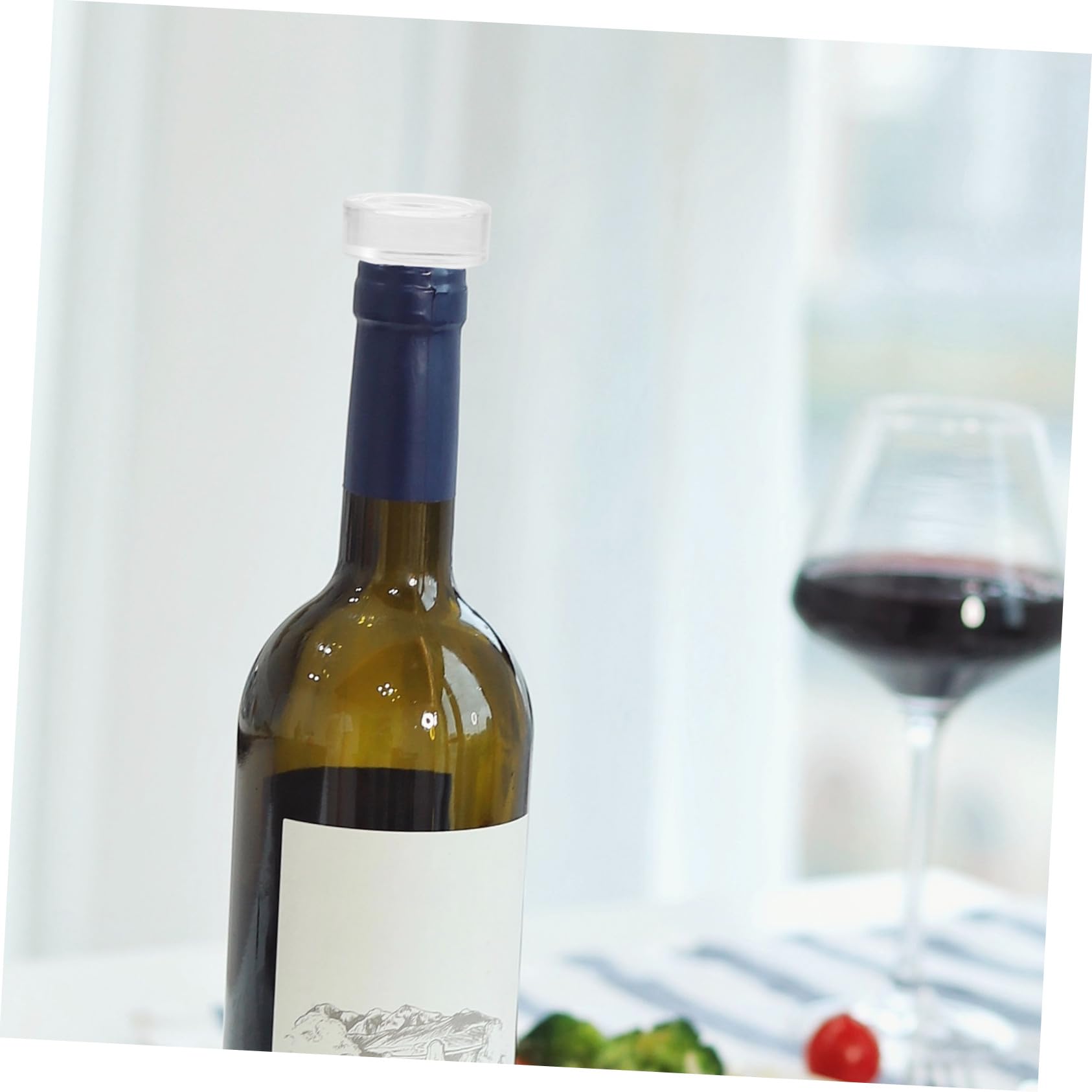 Tapones de Vino T Estilo en Vidrio Transparente, 10 Unidades, Sellador Hermético para Botellas, Apto para Uso Doméstico y Fiestas, Accesorios para Conservación de Bebidas