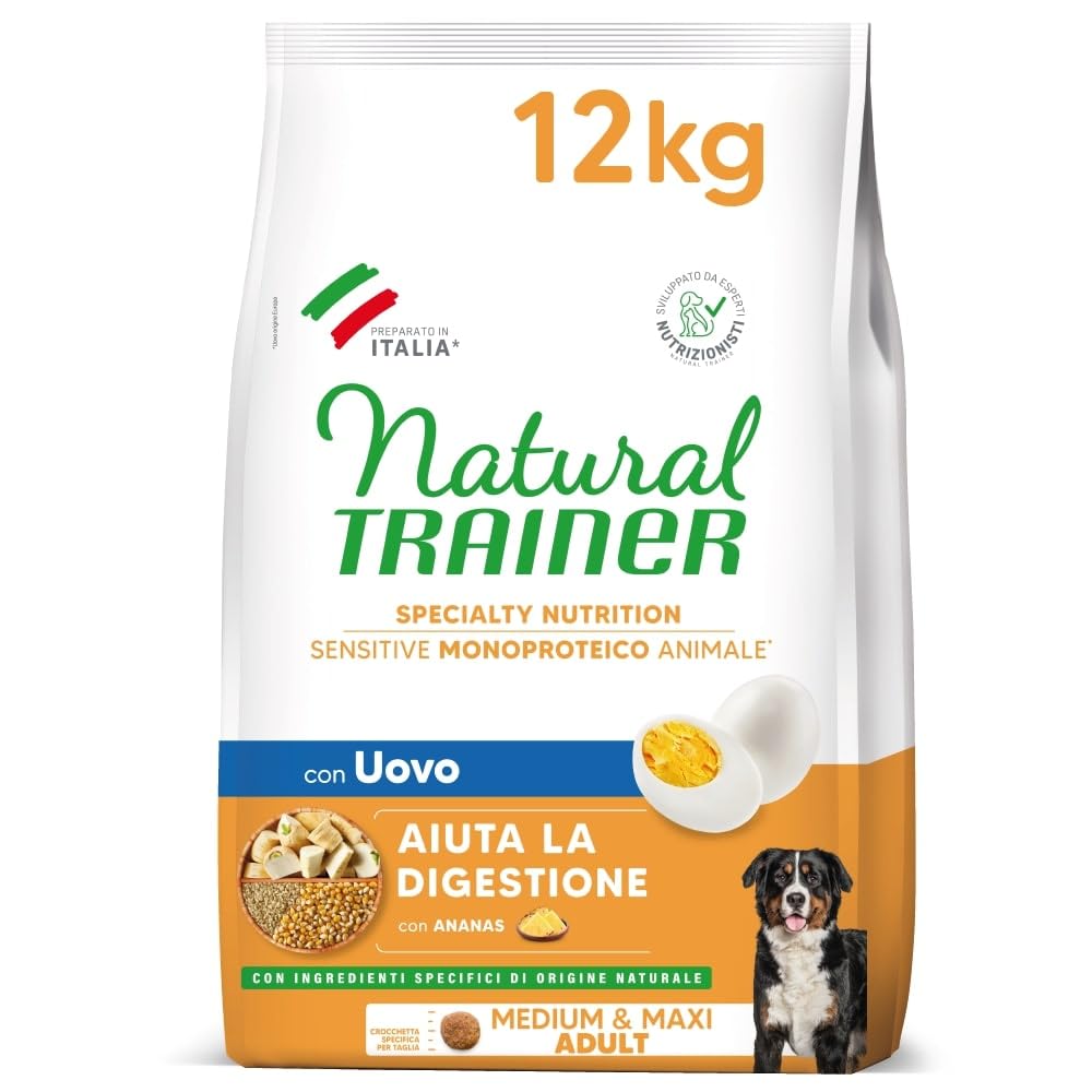NATURAL TRAINER Sensitive Dog No Gluten Adult Medium Maxi Uovo 12KG