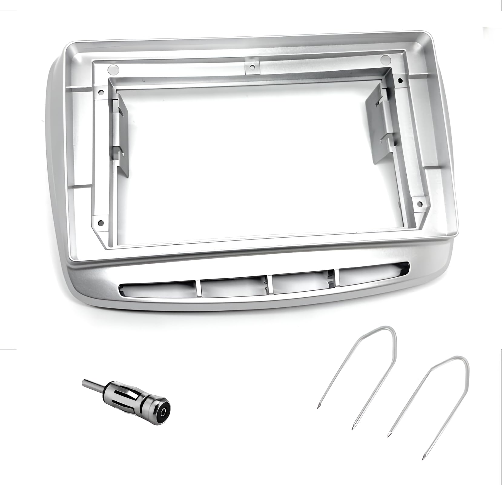 Sound Way Mascherina Autoradio 2 DIN Grigio Argento Compatibile con Lancia Delta dal 2009 in Poi - Kit Adattatore Plug & Play