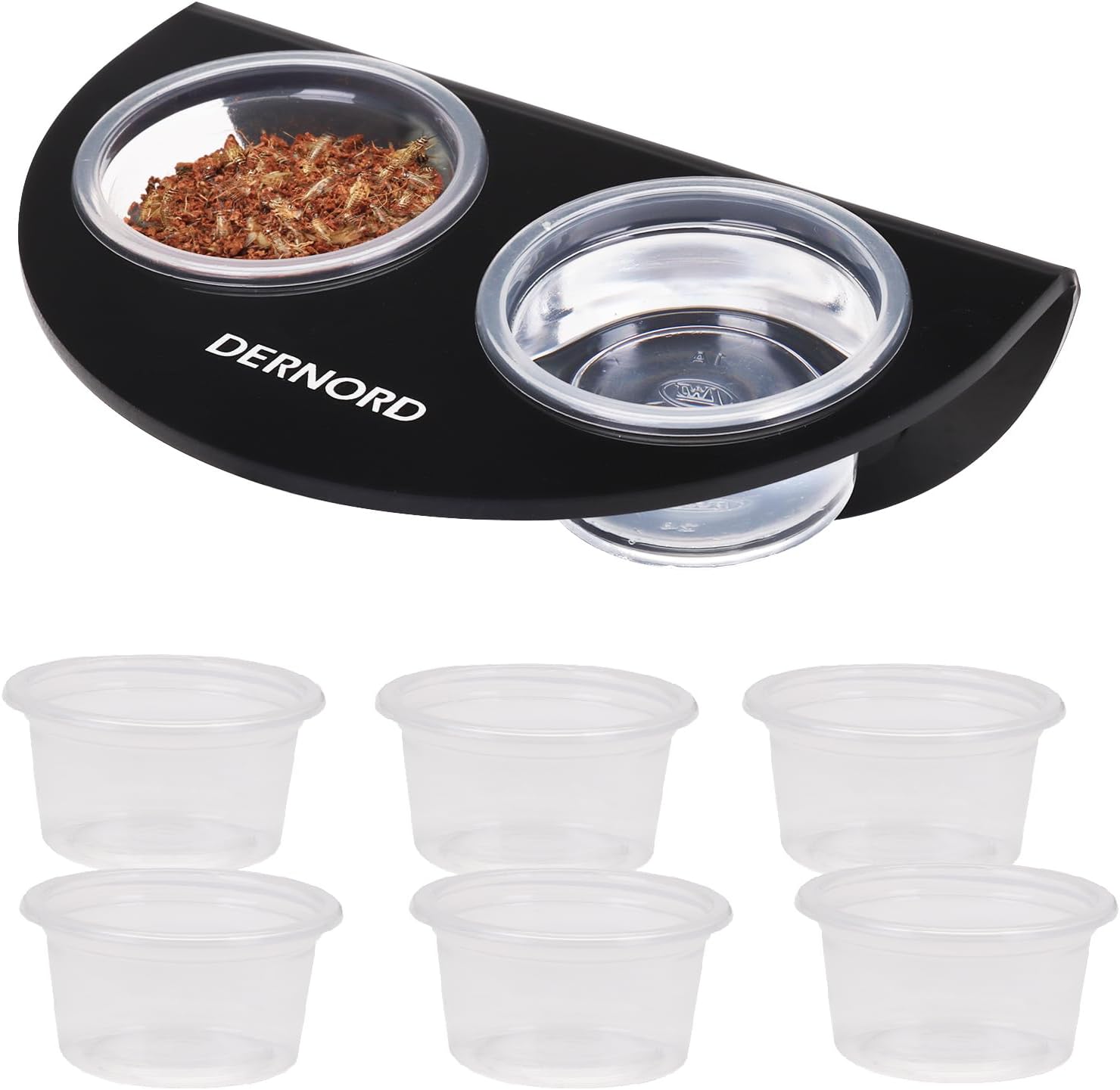 DERNORD Crested Gecko Feeding Ledge with 6 Pack Water Bowl Reptile Vivarium Strong Magnetic Food Dish for Lizard Bearded Dragon