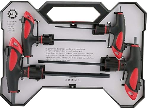 Miniatura 8 de Lichamp Juego de llaves Allen con mango en T, surtido SAE y métrico, llave hexagonal Allen de mango largo estándar