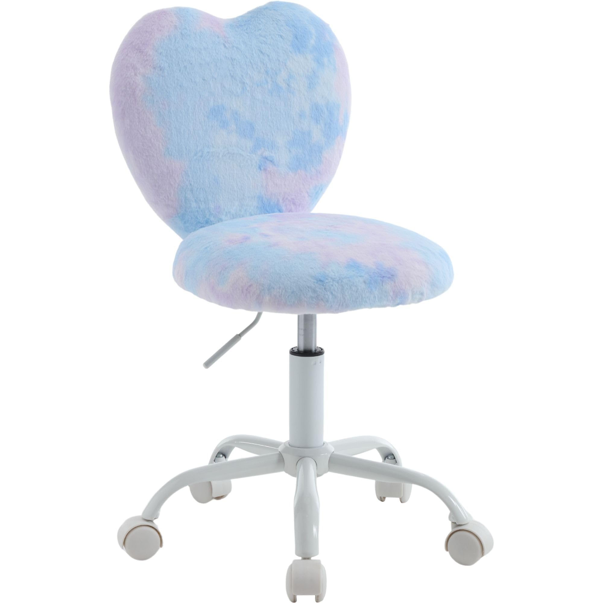 Kids Desk Chair Girls Students Study Chair Adjustable Computer Chair Furry Swivel Office Reading Chairs Child Cute Heart Back Chairs for Home/Bedroom/School/Dorm/Vanity, Blue
