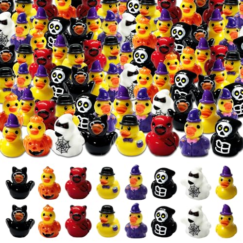 AWEELON 64Pcs Halloween Mini Resin Ducks Miniature Resin Duck Figures Novelty Halloween Party Favors Gift Decoration