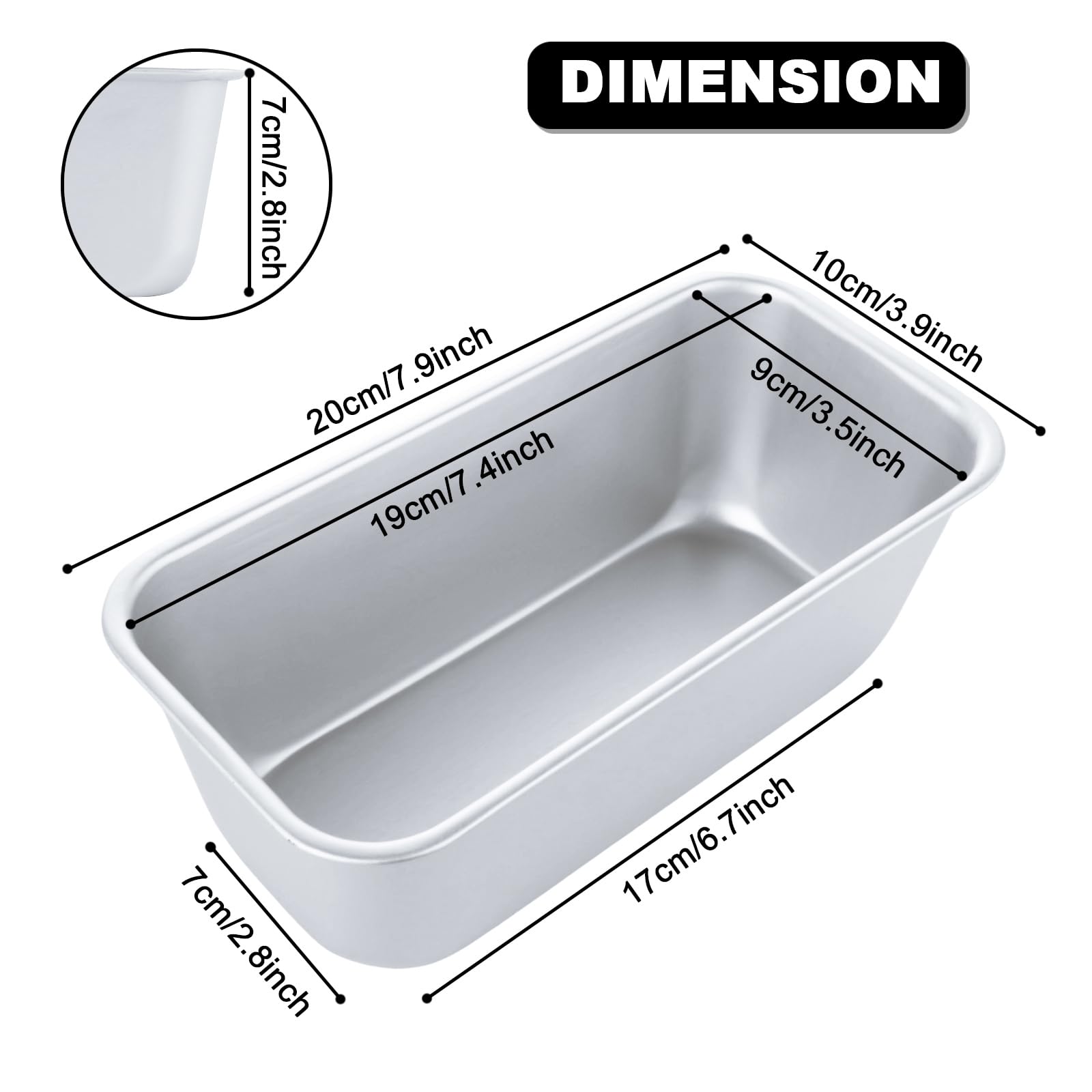 AKOLAFE 6 Pack Aluminum Loaf Pan 8x4 Inch Banana Bread Pan for Homemade Bread Baking Pan for Oven 2.8” Deep Metal Meatloaf Pan Sandwich Bread Loaf Pans for Baking Bread Tins for Baking Meat Loaf Cake