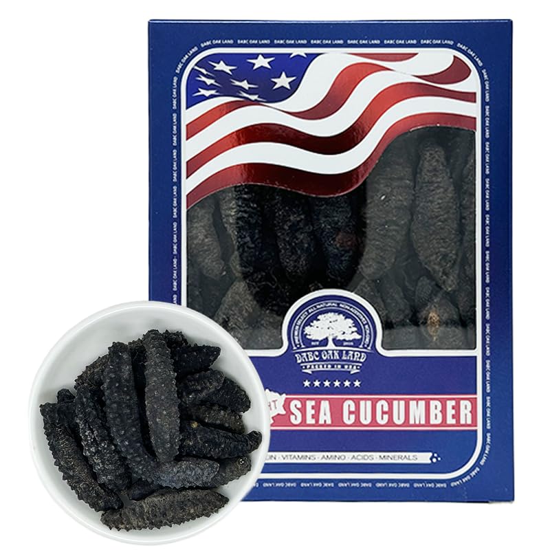 DOL Sea Cucumber Wild Caught, 40-50pcs 5-6 Years Sun Dried Atlantic Black Pin Supplement All Natural Nutritious,大西洋岩刺參 小黑刺海參 40-50头 - in box (Medium 8oz/box)