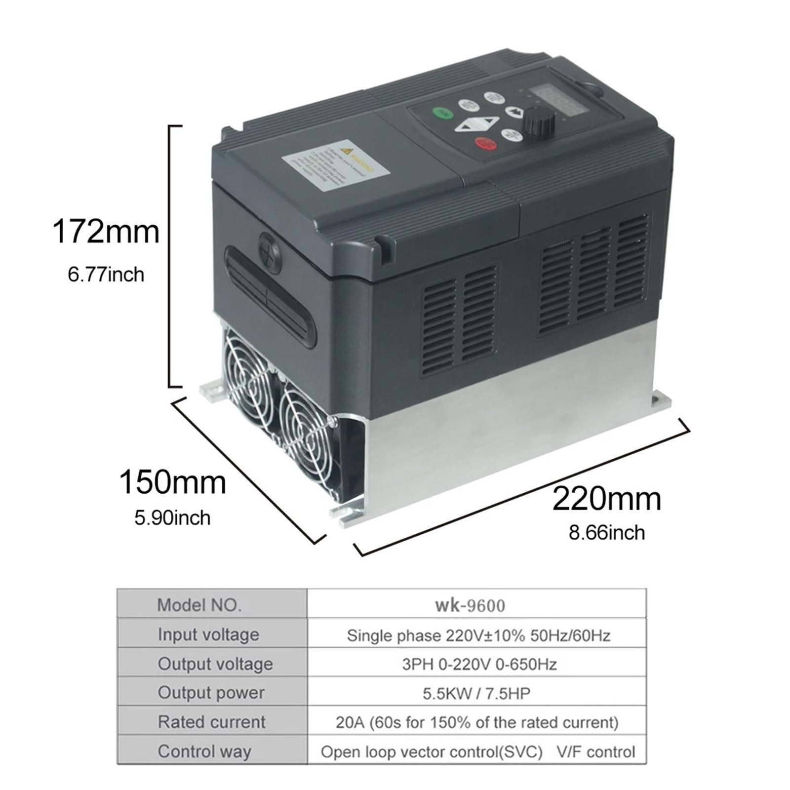 for convertisseur de fréquence d'entrée monophasé et de Sortie triphasé 220v 380v 1,5kw/2,2/4kw/variateur de Moteur à Courant Alternatif/VSD/VFD/onduleur 50HZ(Keyboard)