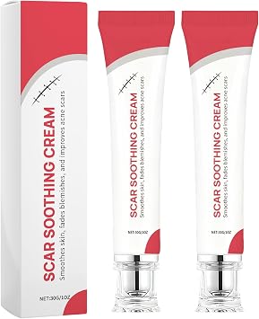 Scar Soothing Cream & Smoothing Cream for Scars - Gentle Care for Sensitive Skin, Helps Improve Appearance of Scars, Reduces Redness, Lightweight Non-Greasy Formula2 PCS