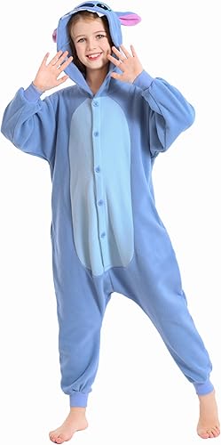 Miniatura 4 de Polyster, disfraz unisex de Halloween para niños, disfraz para cosplay de animé, de una pieza para niñas y niños de 10 a 12 años (10 (125 #), azul)