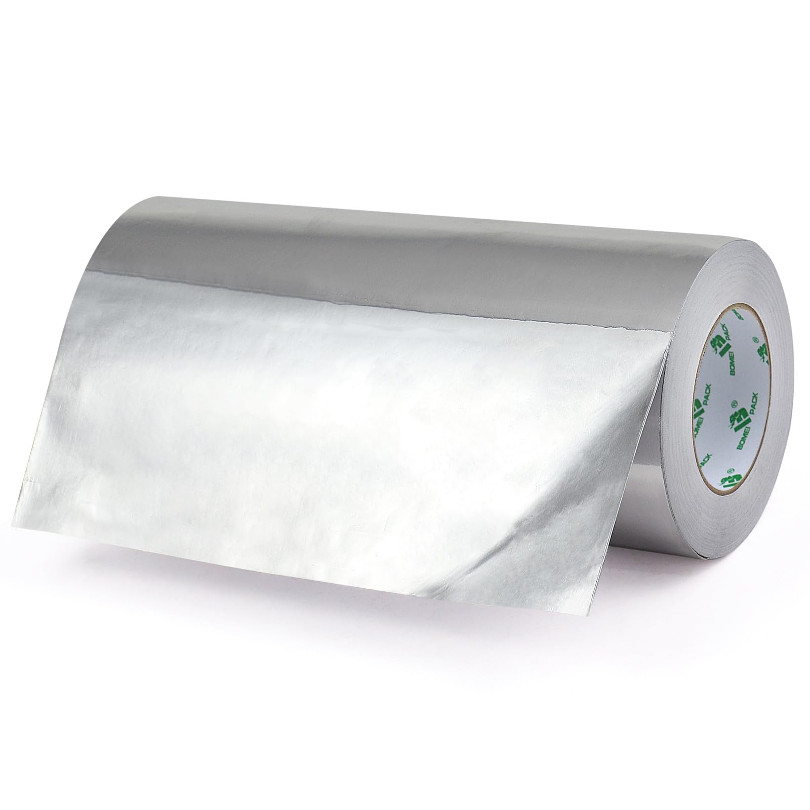 BOMEI PACK Aluminium Klebeban 300mm x 50 m, selbstklebendes Alu-Klebeband-Aluband, Wasserdichtes- und hitzebeständiges Band zum Versiegeln, Reparieren und Isolieren