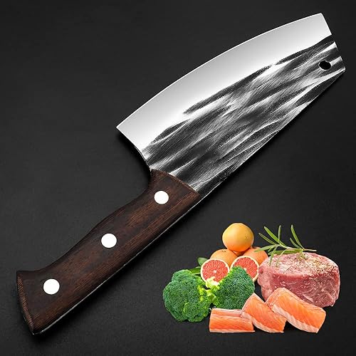 Miniatura 1 de 5Cr15 Stianless Steel Chef Knives Forging Hammer Finished Blade Kitchen Butcher Knife Meat Vegetable Chopping Knife for HomeRestaurant 75 Inch