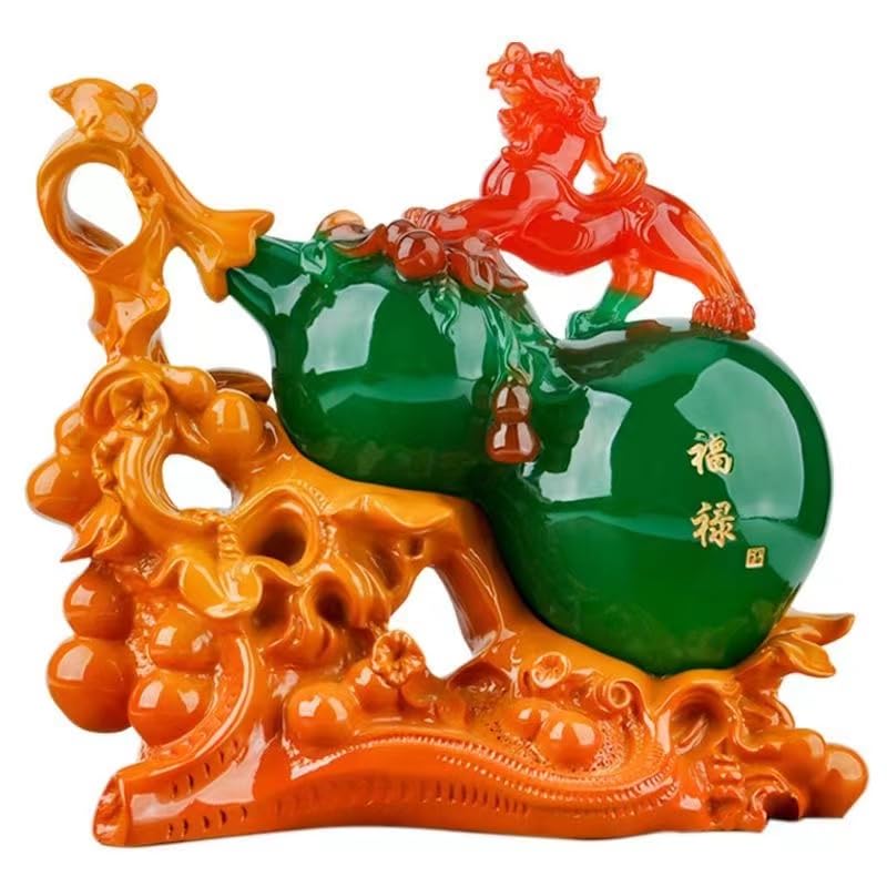 Pixiu Wu Lou vert en résine pour harmoniser la décoration de la maison et du bureau