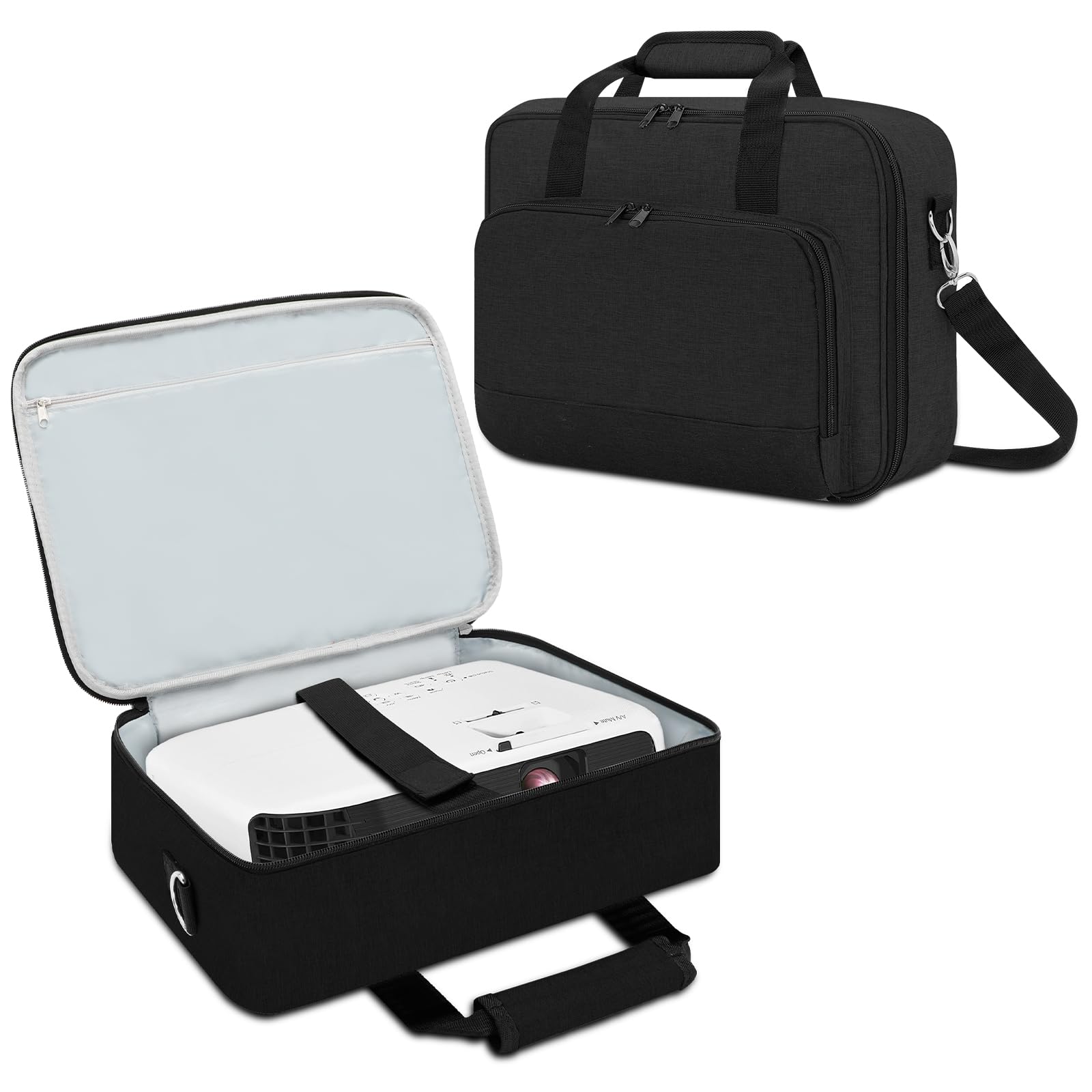 Custodia per proiettore, borsa per proiettore con tasche per accessori e spallacci regolabili, borsa da trasporto portatile compatibile con Epson BenQ ViewSonic e la maggior parte dei mini