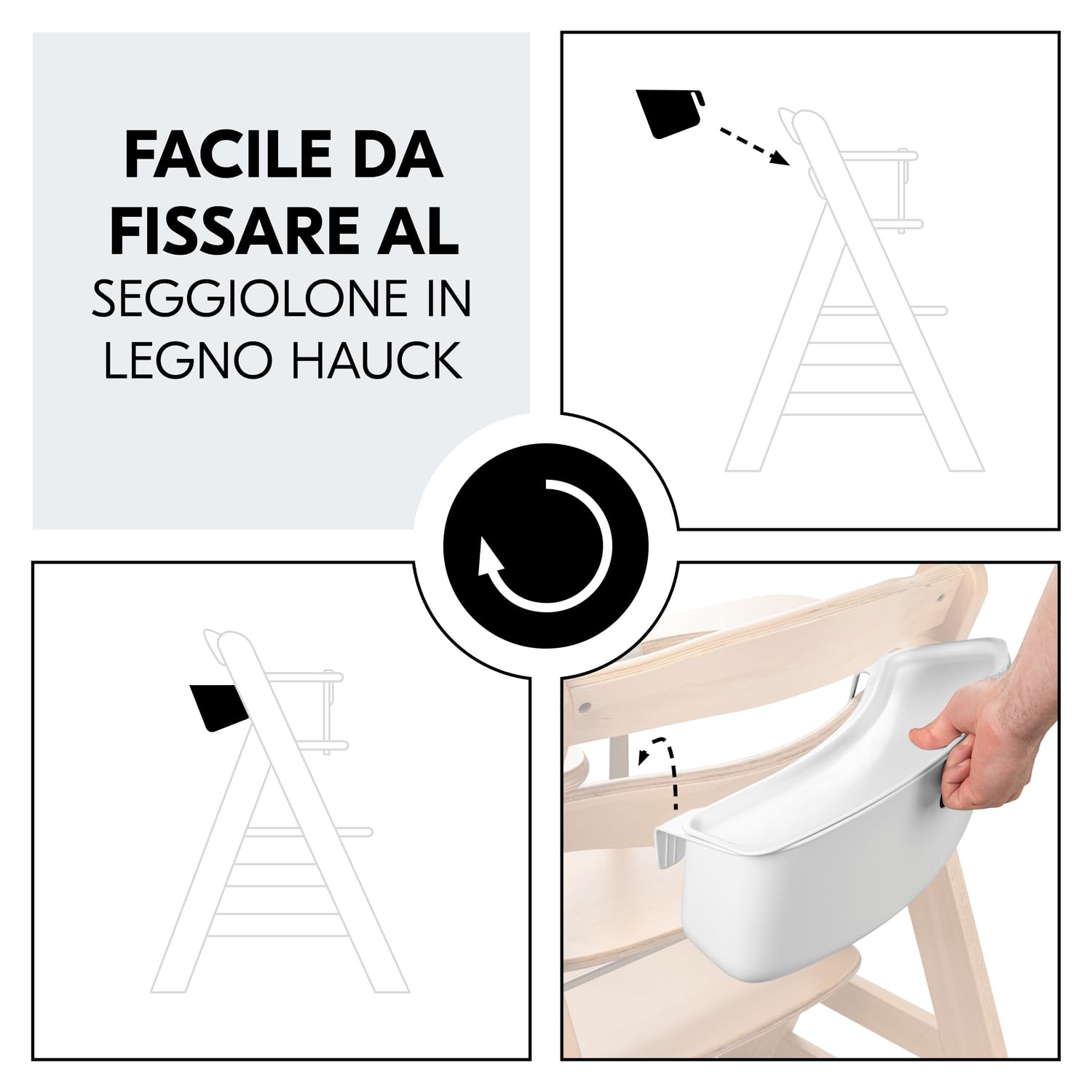 hauck Organizer per Seggiolone Pappa Alpha+, Beta+, Arketa - Contenitore con Coperchio da Appendere, Facile da Fissare allo Schienale - Carico Fino a 3 kg - Semplice da Pulire - Bianco, Disney Pooh