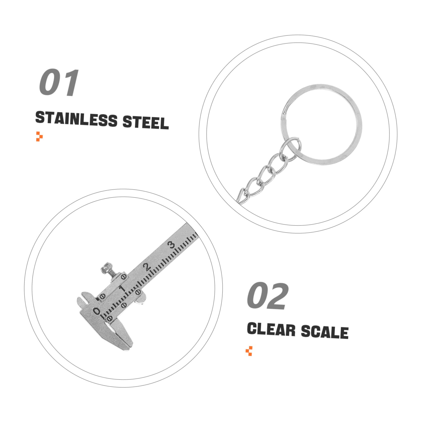 VILLFUL 4pcs Caliper Keychain Mini Caliper Keychain Tools Pocket Caliper