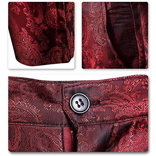 Men's Stylish Paisley Flat Front Casual Jacquard Dress Suit Pants3