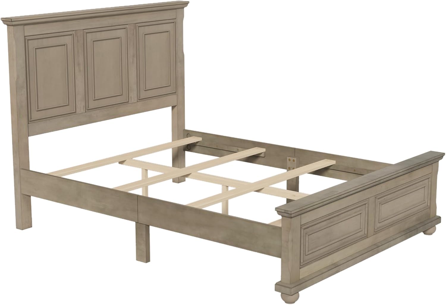 Harper & Bright Designs Queen Size Platform Bed Frame with headboard/Solid Wood Foundation with Wood Slat Support/No Box Spring Needed/Easy Assembly, Rustic Pine, Stone