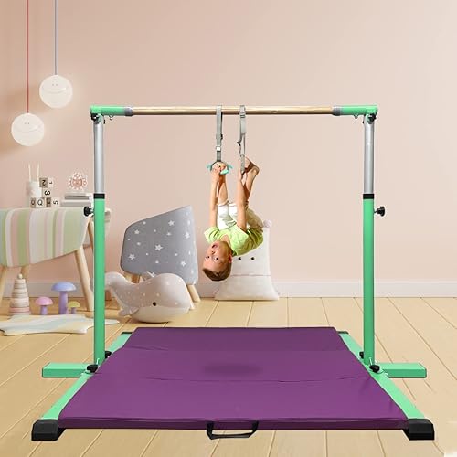 Miniatura 6 de Barras de gimnasia Kip, barra de entrenamiento junior expandible para el hogar, barra horizontal ajustable de 3 pies a 5 pies de altura, equipo de