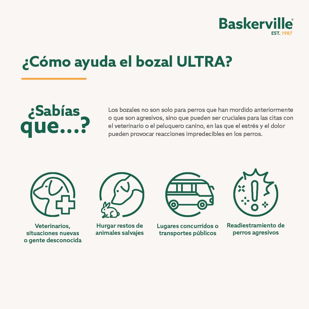 MUSERUOLA BASKERVILLE ULTRA, design etico brevettato, cane può respirare, ansimare e bere, regolabile, imbottita, addestramento cani piccoli, medi, grandi, impedisce di morsicare, rovistare (Taglia 5) — view 3