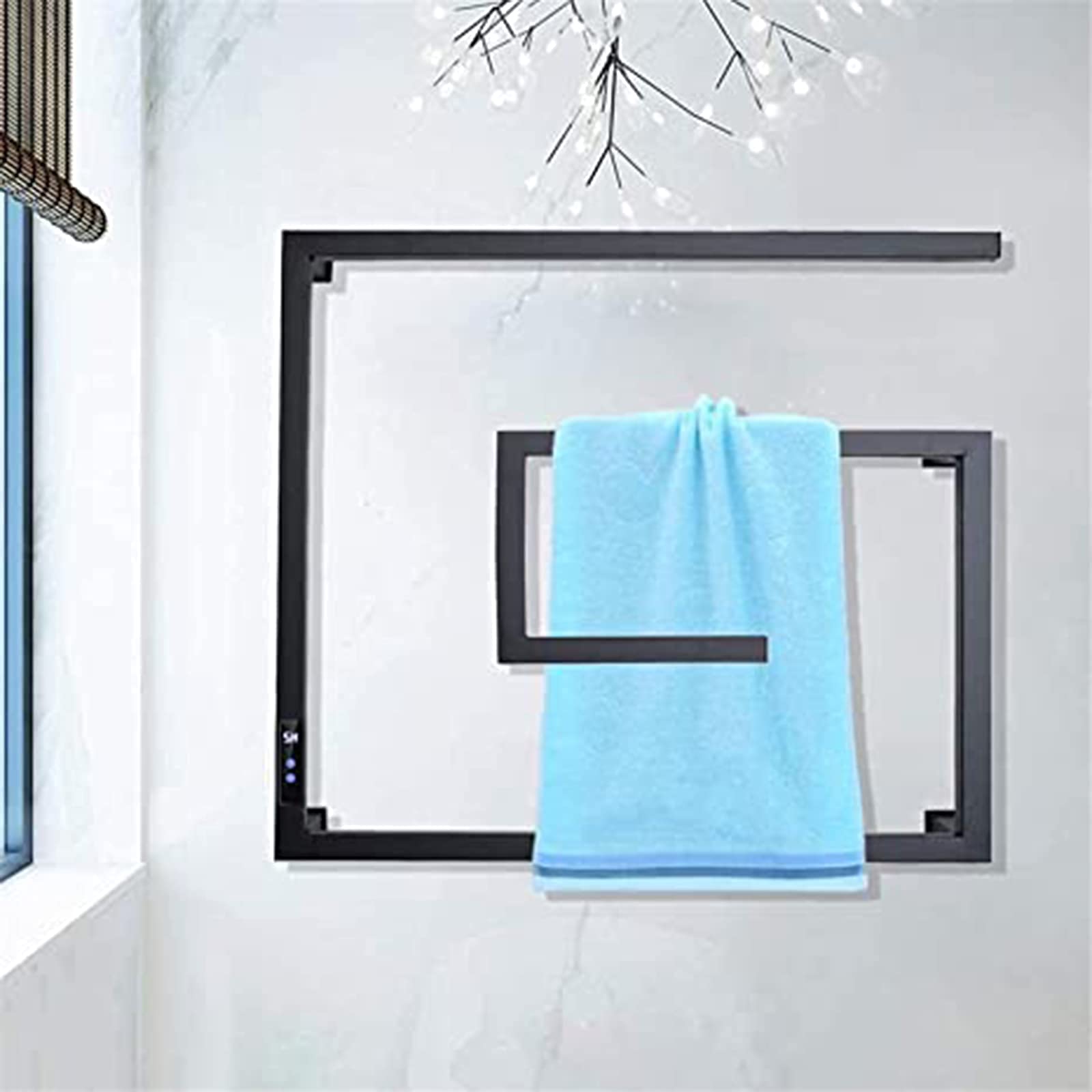 Radiador Calentador de Toallas con Temporizador LED, toallero eléctrico de Acero Inoxidable 304, de Pared, Resistente al Agua IP56, cableado.(Hardwired)