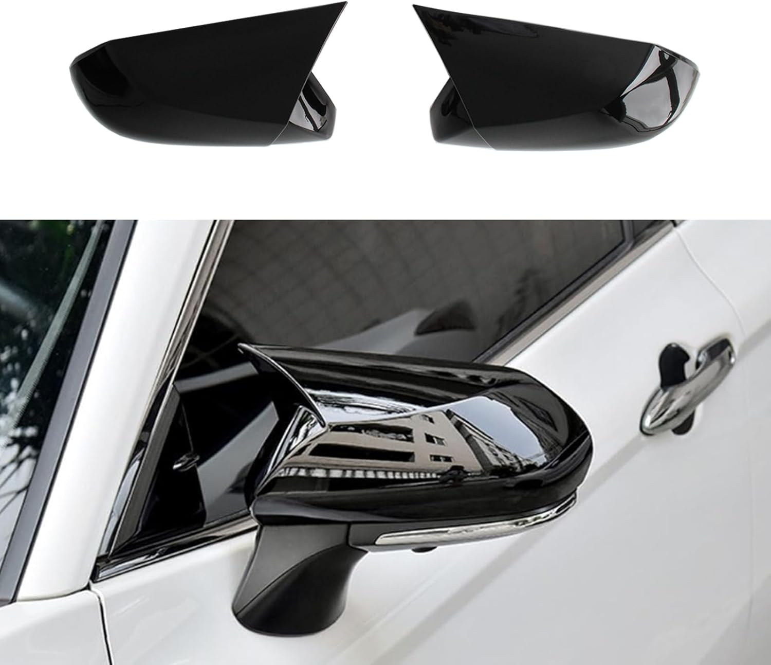 AUCERAMIC Side Rearview Mirror Cover Fit for Toyota Camry 2018-2025 LE SE XLE XSE Hybrid TRD Wing Mirror Protect Decorate Covers Auto Exterior Decoration Accessories (2PCS, Bright Black)