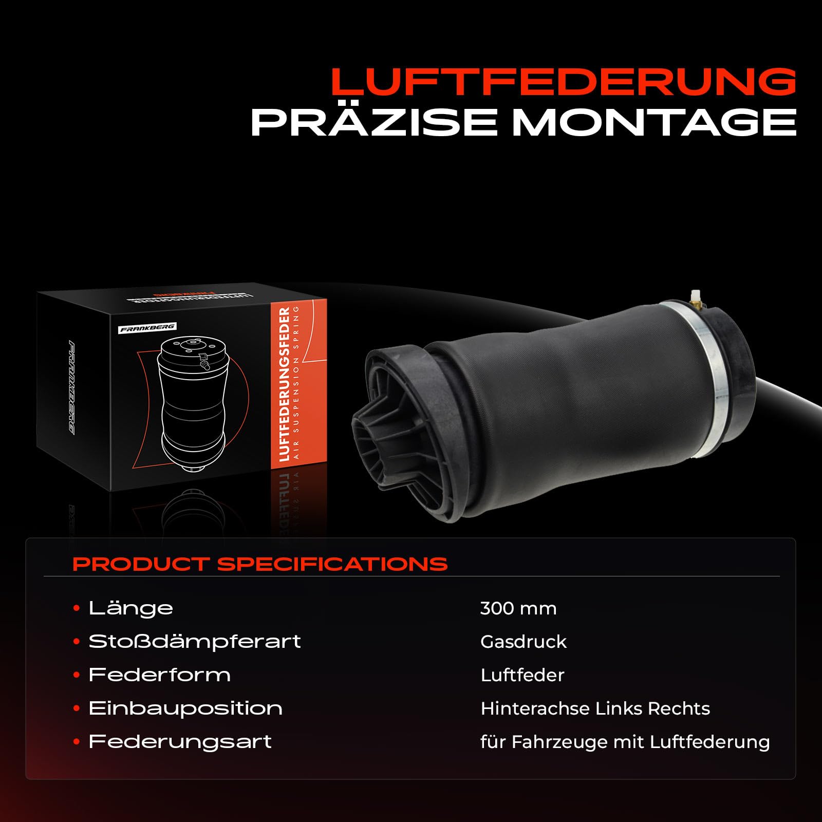 Frankberg 1x Luftfederung Luftfeder Luftfederbälge Hinterachse Links oder Rechts Kompatibel mit R-Klasse V251 W251 R280 R300 R320 R350 R500 R63 AMG 2006-2014 Replace# 2513200325
