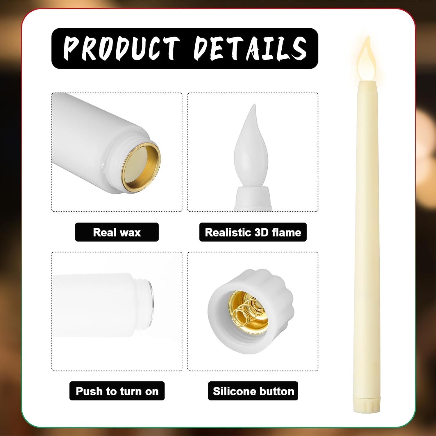 Baquler 120 Pcs Flameless Taper Candles with Remote and Timer 11" Battery Operated Candlesticks LED Flickering Faux Candles Warm Light for Wedding Holiday Party Home Decor - Image 7