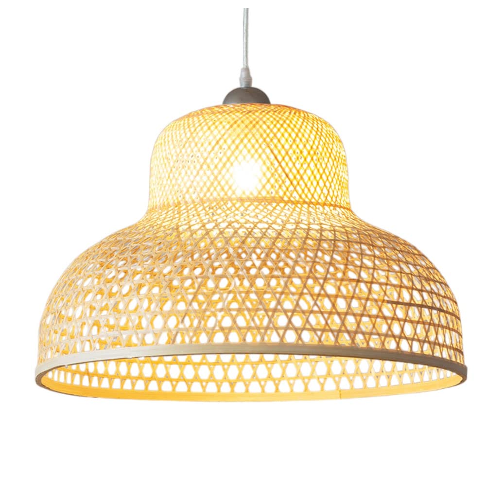 LYMSXAZOU Bamboo Wicker Pendant Light Retro Style Lantern E27 Lamp Handwoven Rattan Chandelier Suspended Industrial Lighting Decorations For Living Room Bedroom