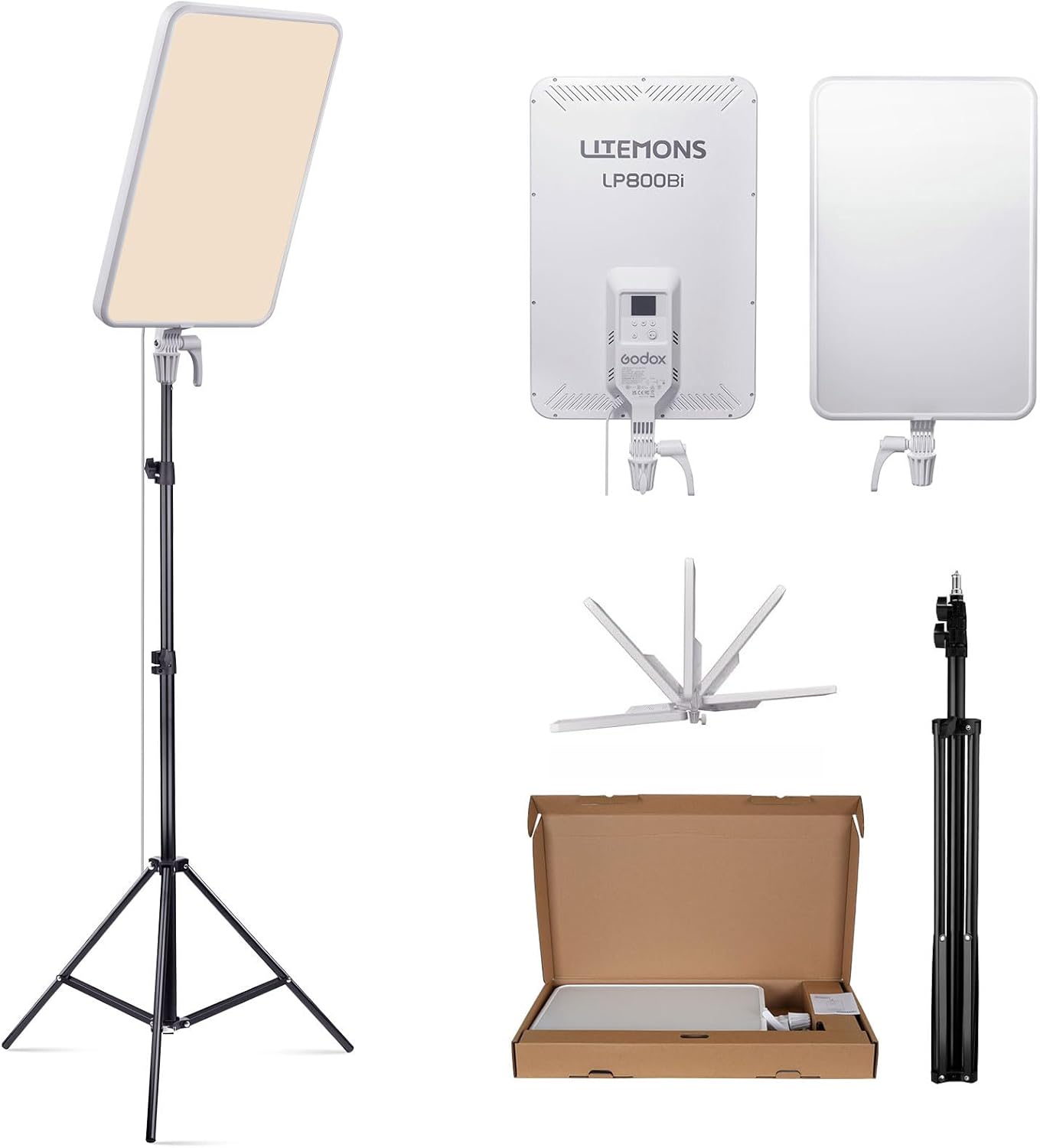 Godox LP800BI 85W LED Video Light Panel with Stand, 28" Large 2800K-6500K Bi-Color Soft Light, 2.6" Ultra-Thin Photography Lighting with APP Control, TLCI 98+ for YouTube, Recording, Live Streaming