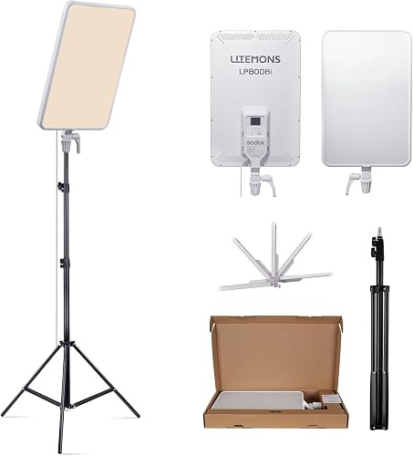 Godox LP800BI 85W LED Video Light Panel with Stand, 28" Large 2800K-6500K Bi-Color Soft Light, 2.6" Ultra-Thin Photography Lighting with APP Control, TLCI 98+ for YouTube, Recording, Live Streaming