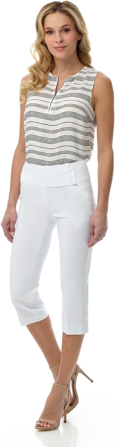 Rekucci Women's Ease into Comfort Pull-On Capri with Back Lacing Detail