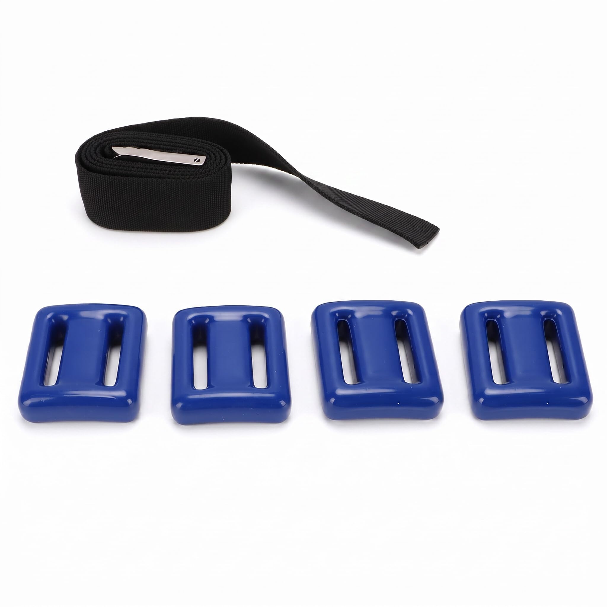 Dpofirs Juego de Cinturones de Pesas para Buceo, Paquete de 4 Pesas de Metal Recubiertas de 1 Kg con Cinturón Ajustable de 1,5 M para Buceo y Control de Flotabilidad de