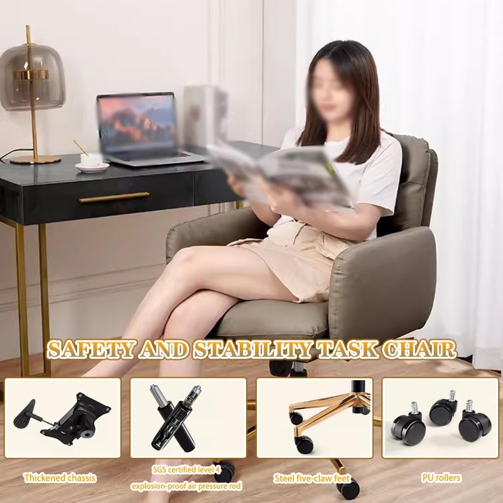 Silla De Oficina Ergonomica 105°-123° Temblor Y Relajación Silla De Ejecutivo, Sillas Directivas Elevables Y Giratorias, Cómoda Silla Ejecutiva, Carga De 125 Kg/275,6 Libras(Grey Brown)